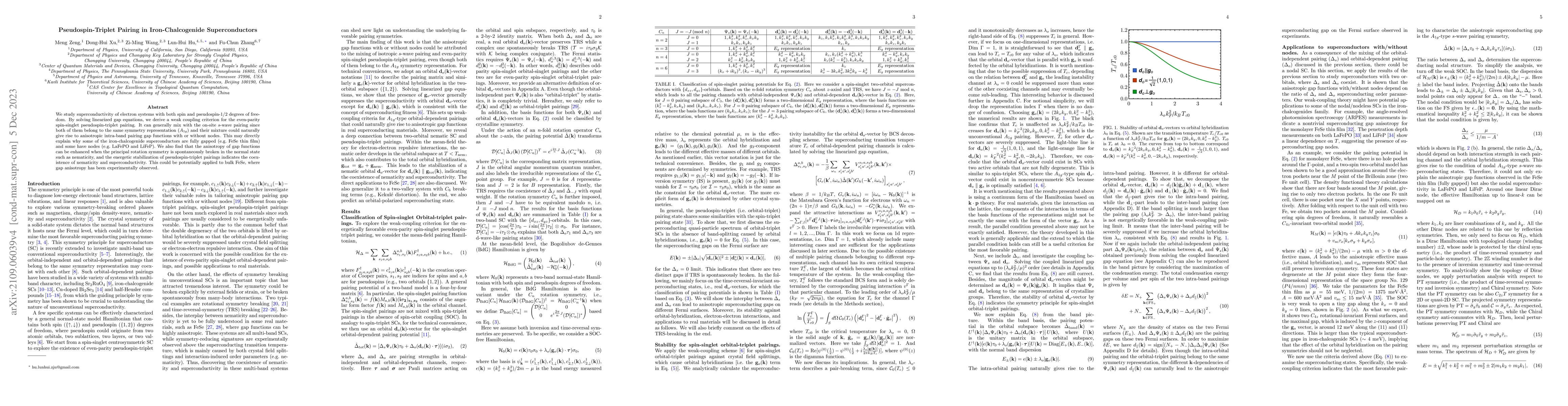 Thumbnail for Pseudospin-Triplet Pairing in Iron-Chalcogenide Superconductors
