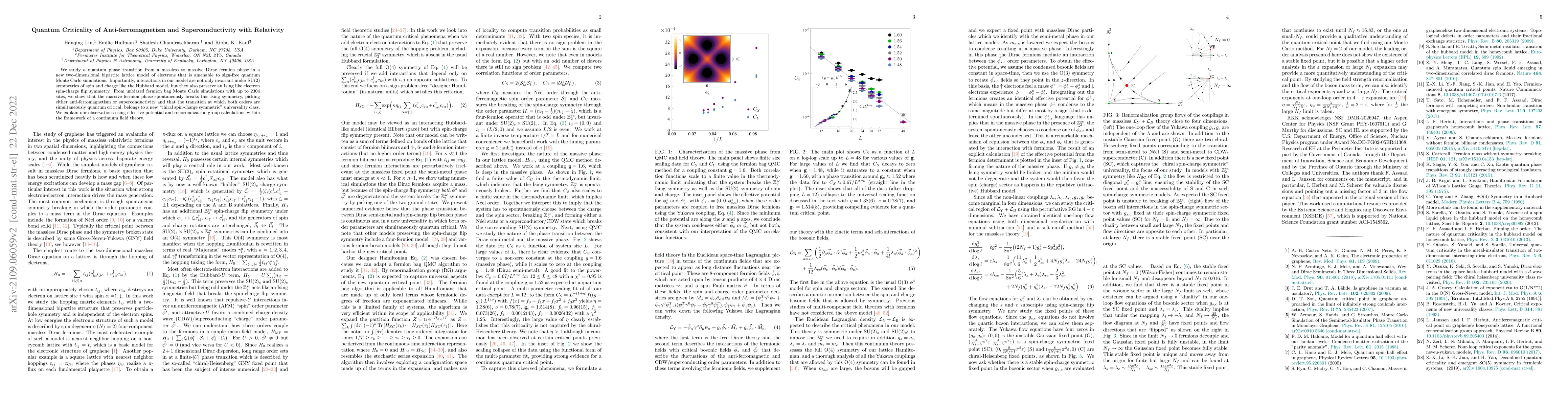 Thumbnail for Quantum Criticality of Anti-ferromagnetism and Superconductivity with
  Relativity
