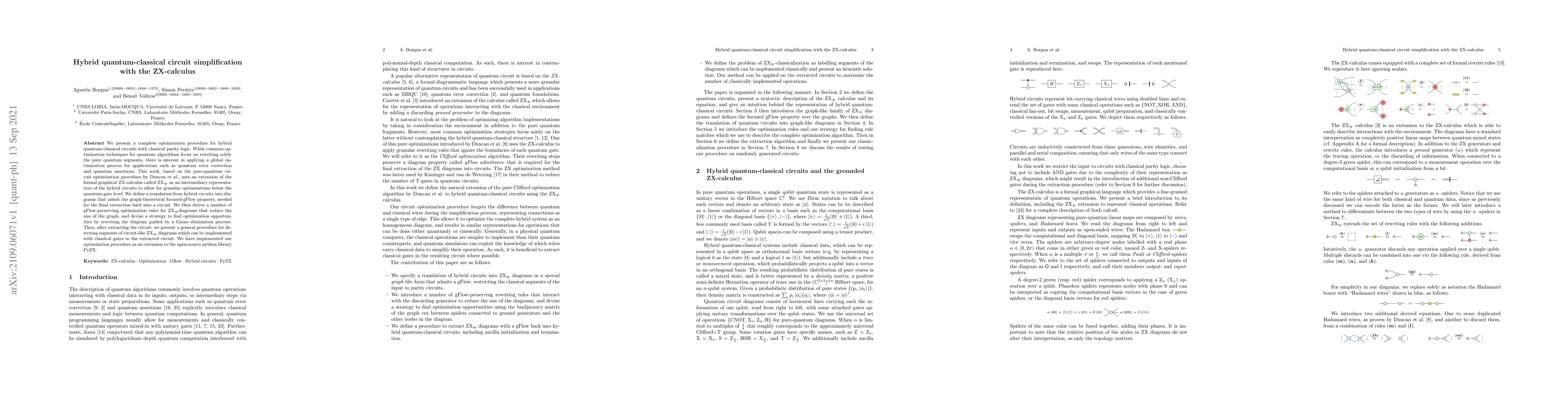 Thumbnail for Hybrid quantum-classical circuit simplification with the ZX-calculus
