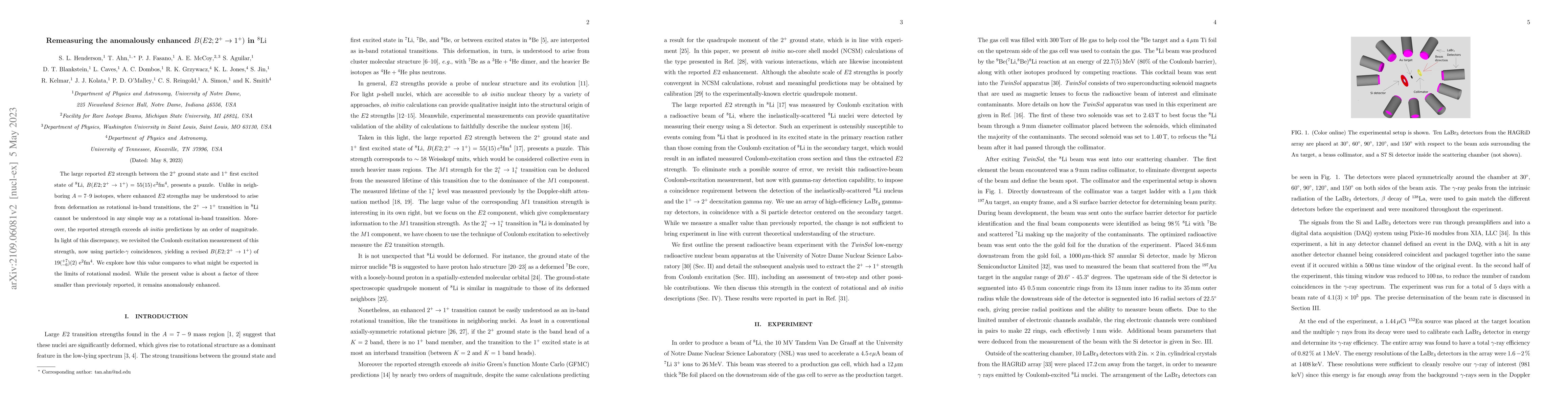 Thumbnail for Remeasuring the anomalously enhanced $B(E2; 2^+ \rightarrow 1^+)$ in
  $^8\mathrm{Li}$