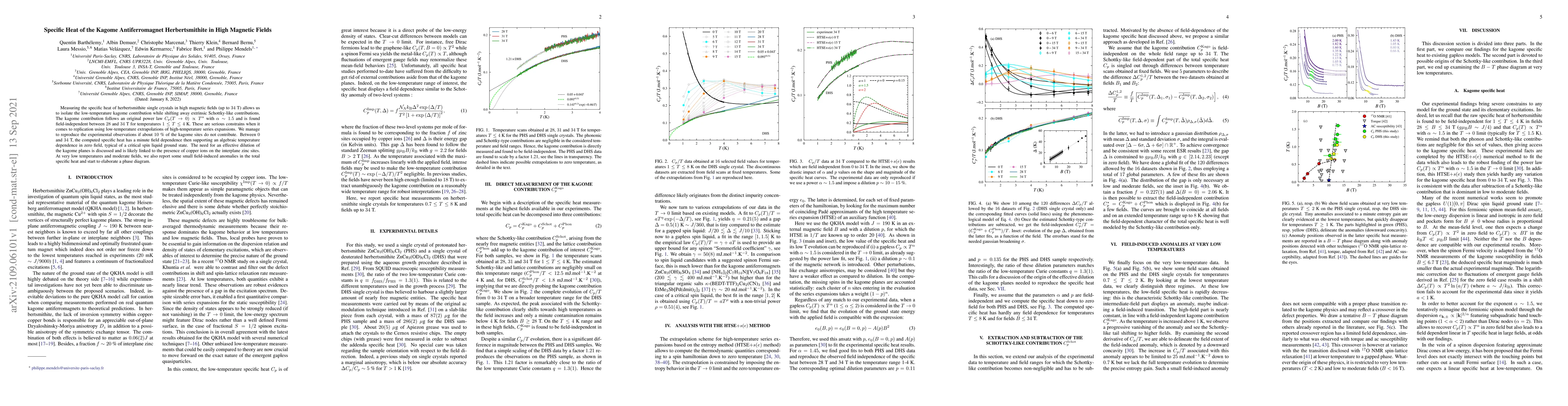 Thumbnail for Specific Heat of the Kagome Antiferromagnet Herbertsmithite in High
  Magnetic Fields