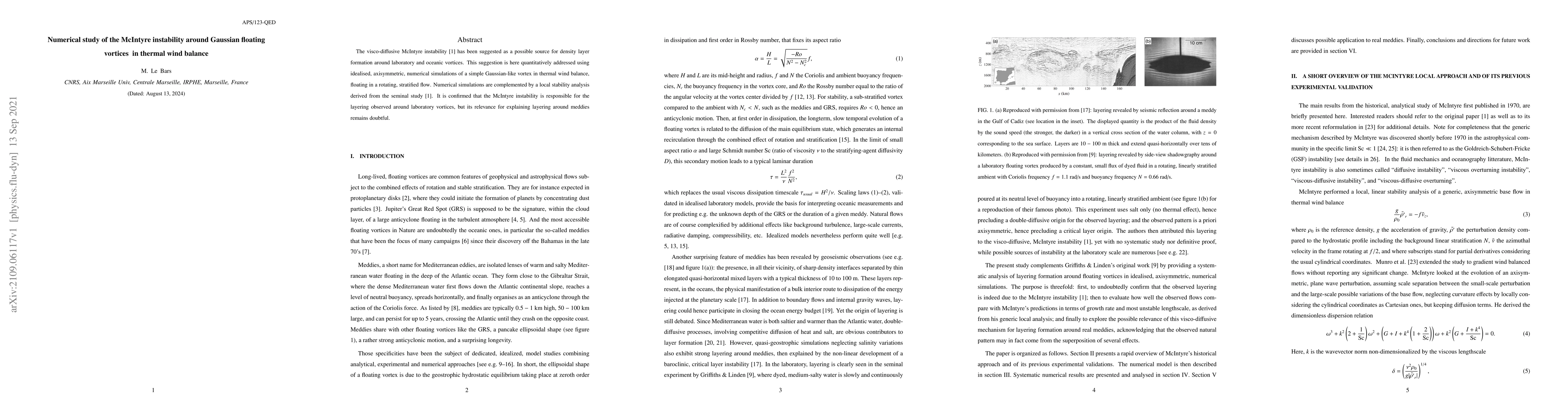 Thumbnail for Numerical study of the McIntyre instability around Gaussian floating
  vortices in thermal wind balance