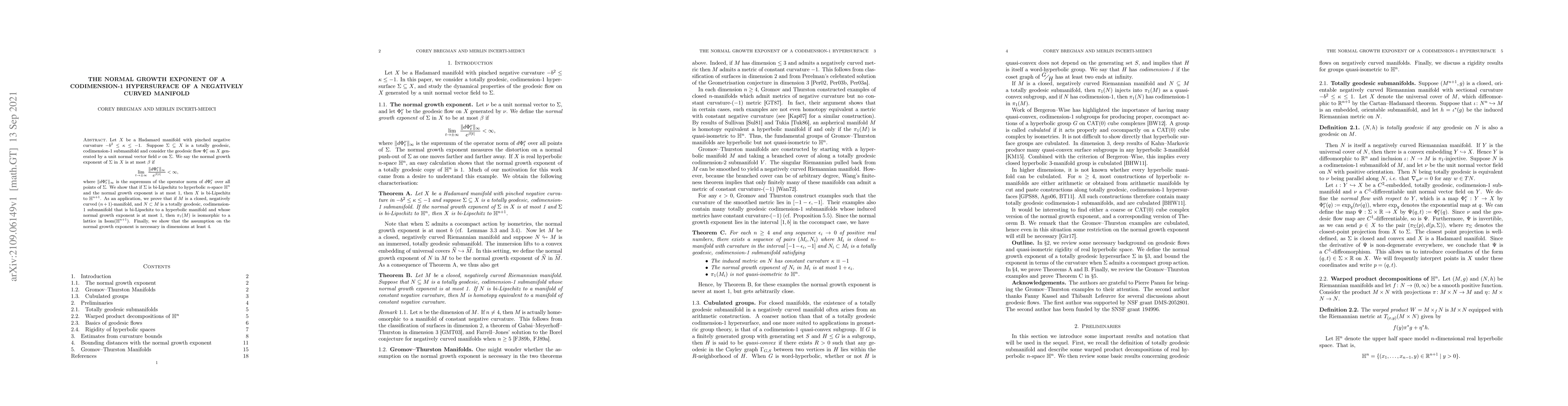 Thumbnail for The normal growth exponent of a codimension-1 hypersurface of a
  negatively curved manifold
