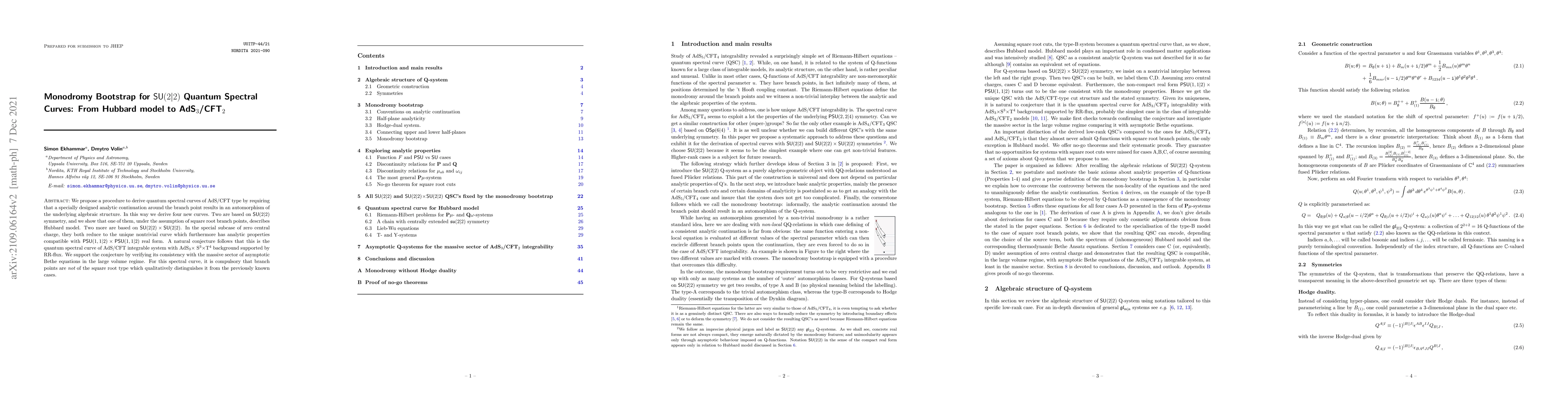 Thumbnail for Monodromy Bootstrap for SU(2|2) Quantum Spectral Curves: From Hubbard
  model to AdS3/CFT2