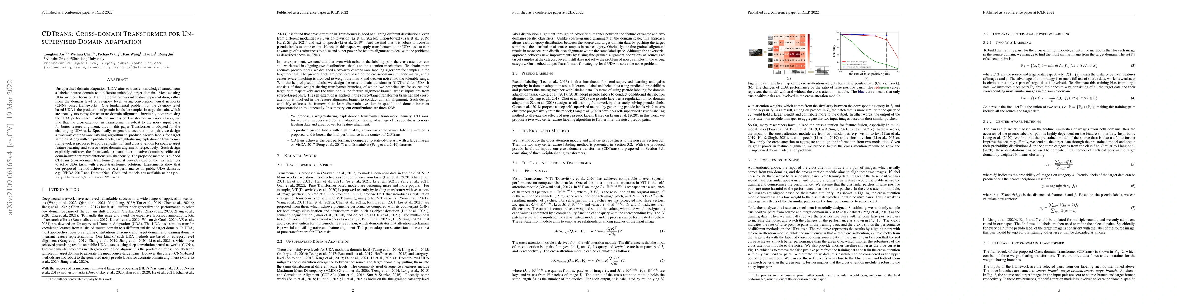 Thumbnail for CDTrans: Cross-domain Transformer for Unsupervised Domain Adaptation