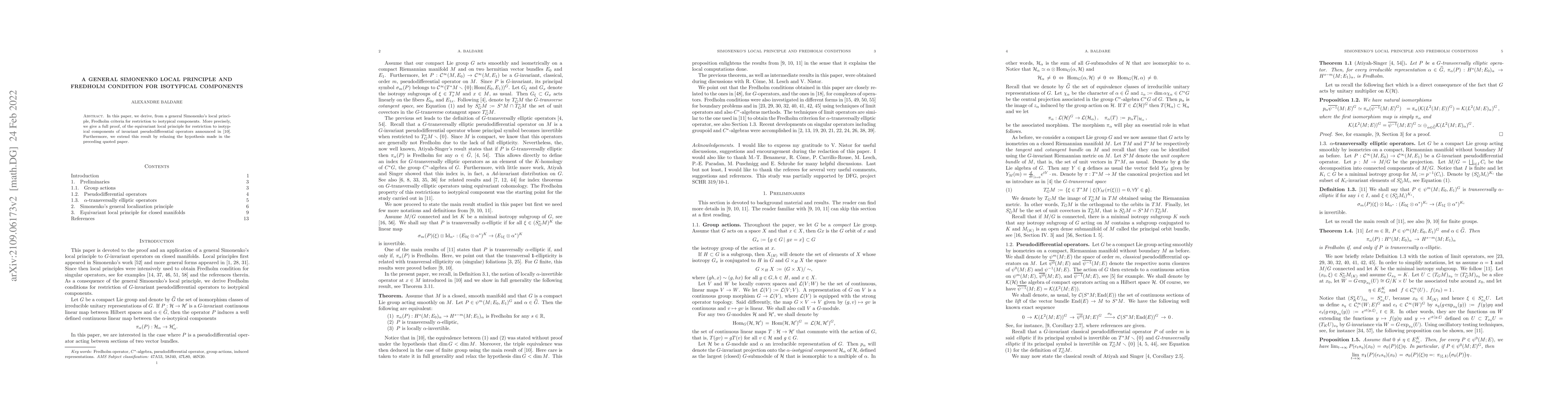 Thumbnail for A general Simonenko local principle and Fredholm condition for
  isotypical components