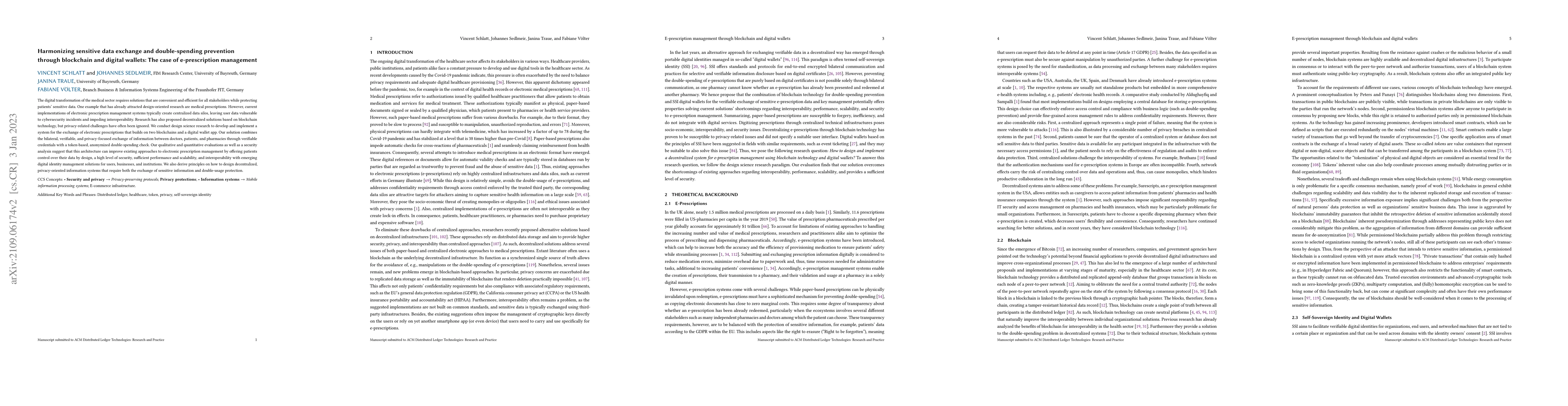 Thumbnail for Harmonizing sensitive data exchange and double-spending prevention
  through blockchain and digital wallets: The case of e-prescription management