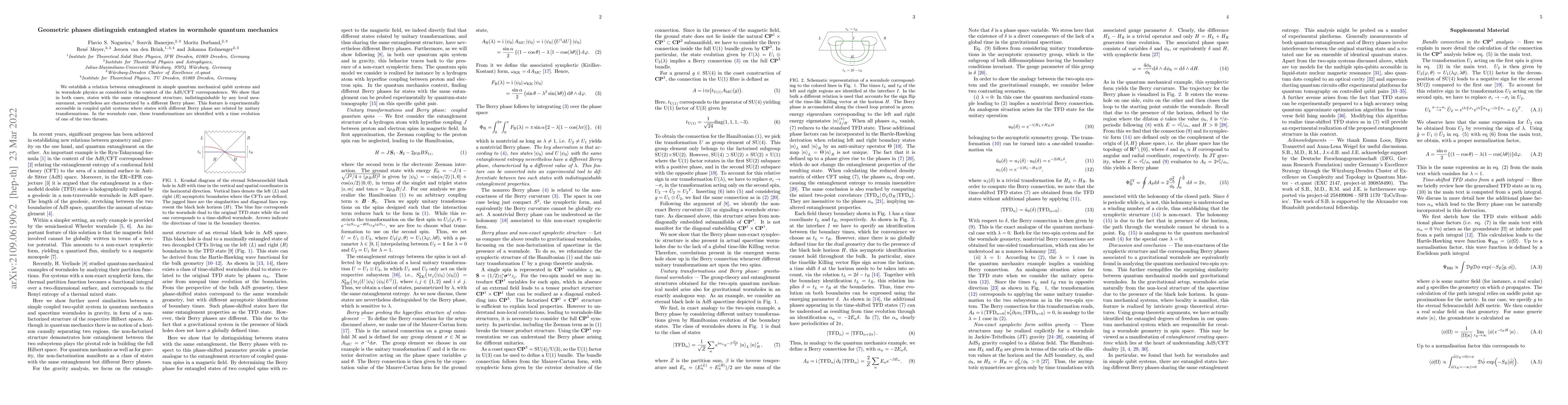 Thumbnail for Geometric phases distinguish entangled states in wormhole quantum
  mechanics