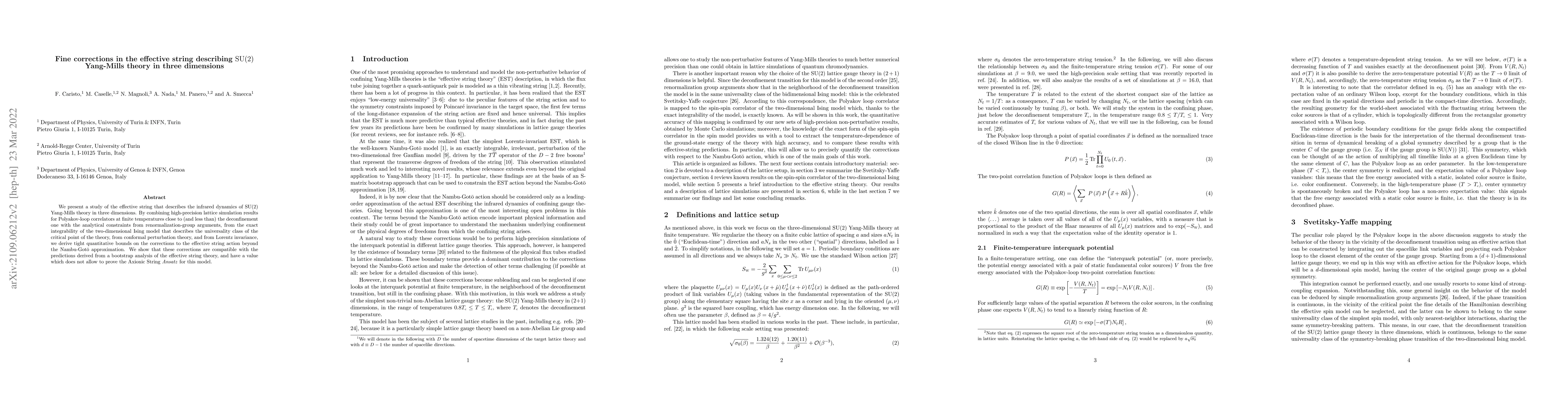Thumbnail for Fine corrections in the effective string describing SU(2) Yang-Mills
  theory in three dimensions