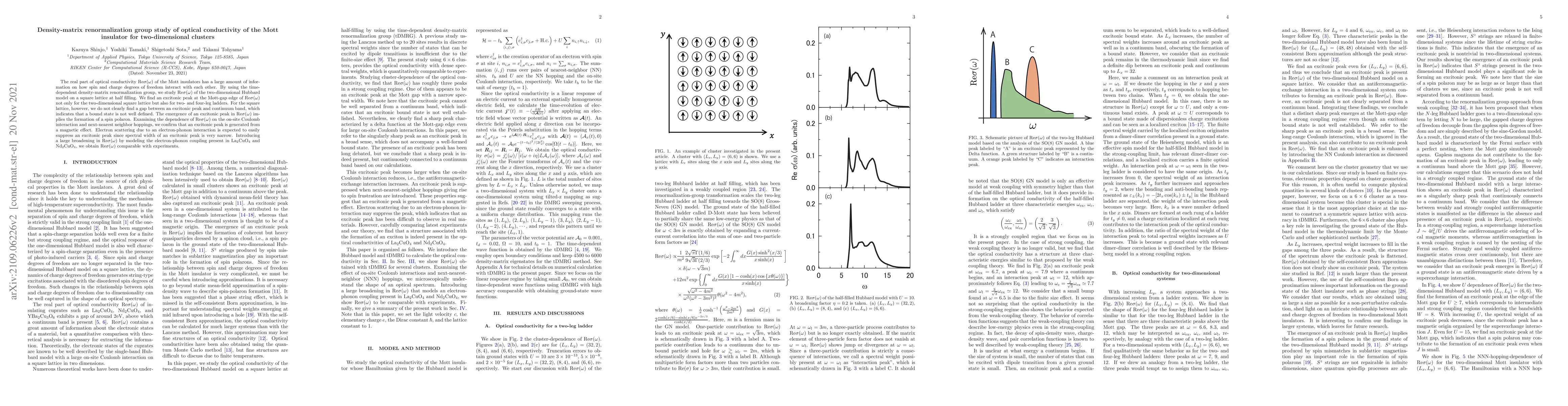Thumbnail for Density-matrix renormalization group study of optical conductivity of
  the Mott insulator for two-dimensional clusters