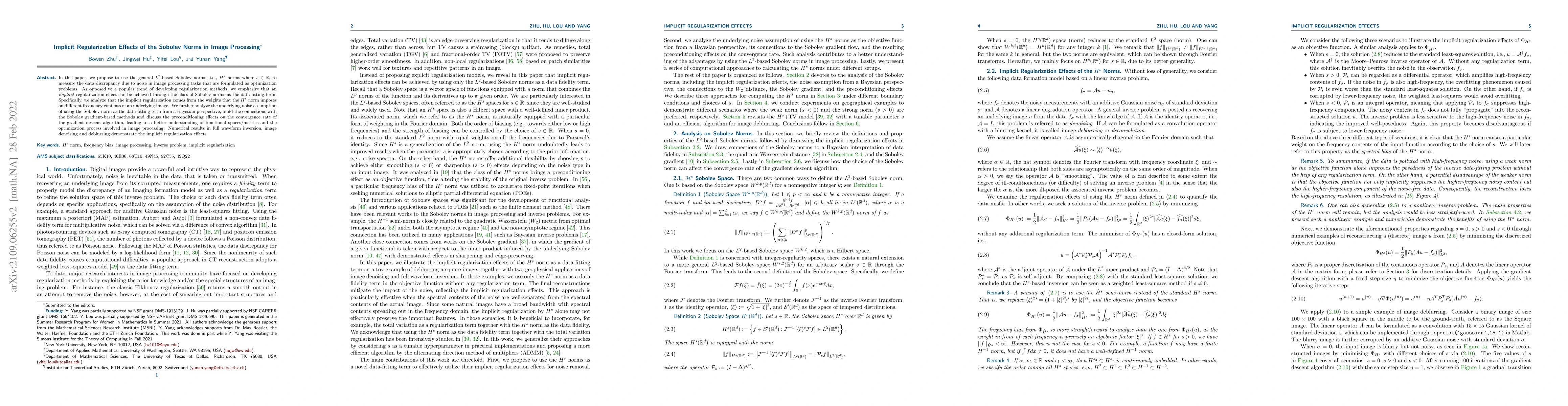 Thumbnail for Implicit Regularization Effects of the Sobolev Norms in Image Processing