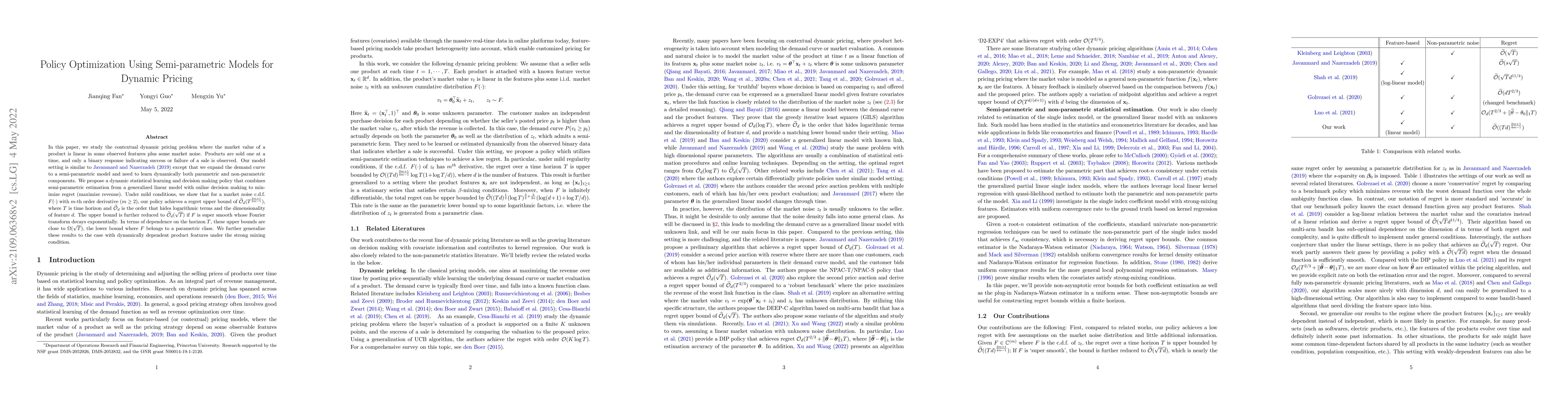 Thumbnail for Policy Optimization Using Semi-parametric Models for Dynamic Pricing