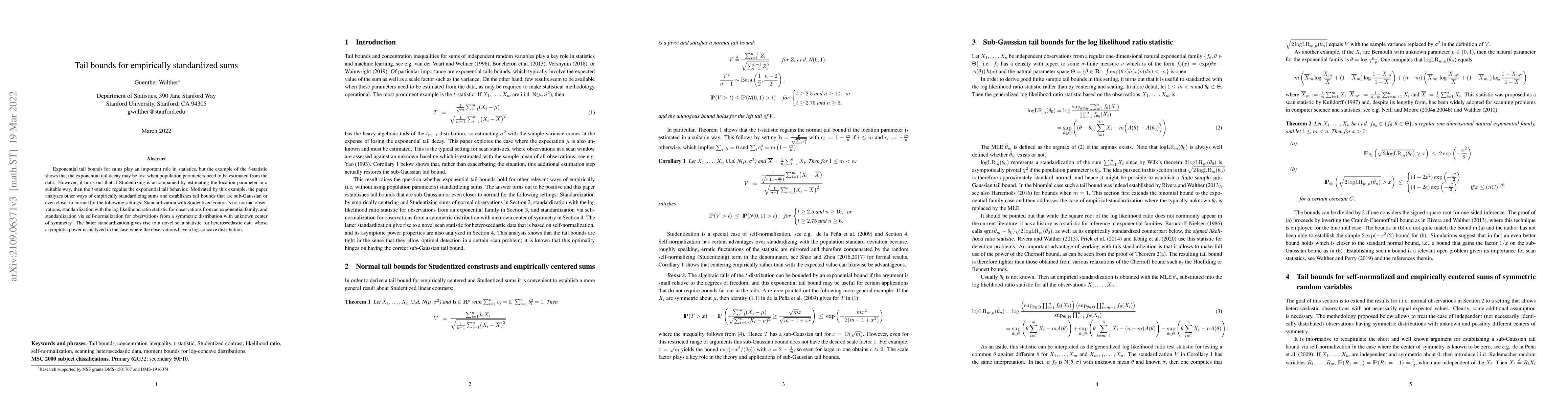 Thumbnail for Tail bounds for empirically standardized sums