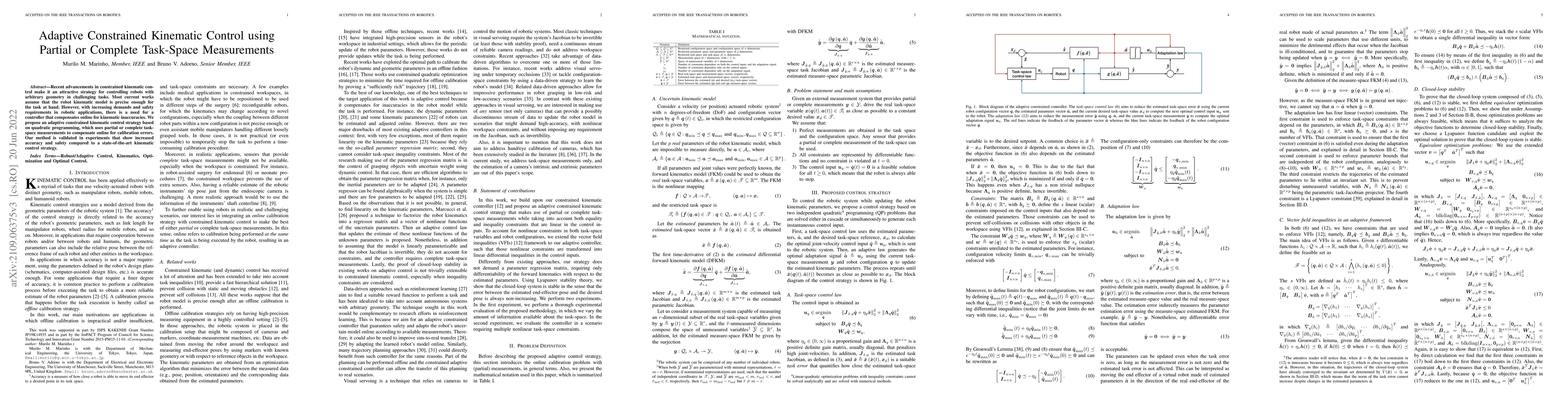 Thumbnail for Adaptive Constrained Kinematic Control using Partial or Complete
  Task-Space Measurements