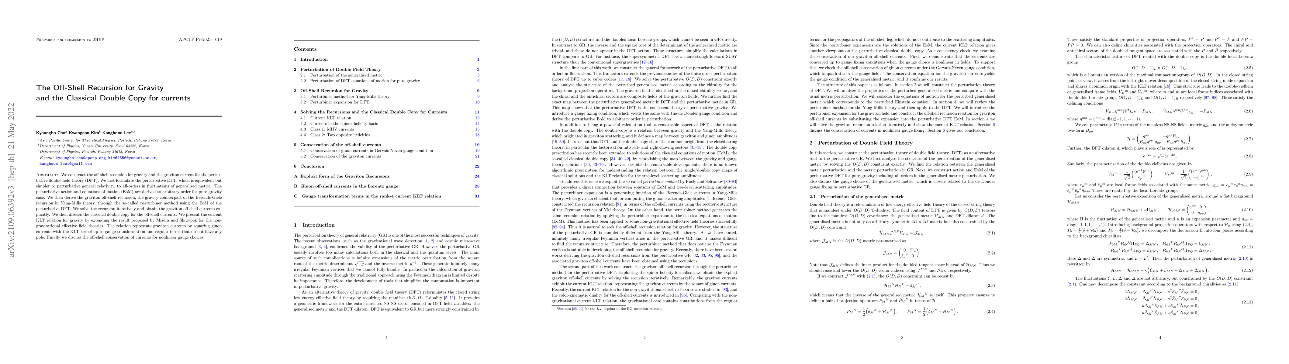 Thumbnail for The Off-Shell Recursion for Gravity and the Classical Double Copy for
  currents