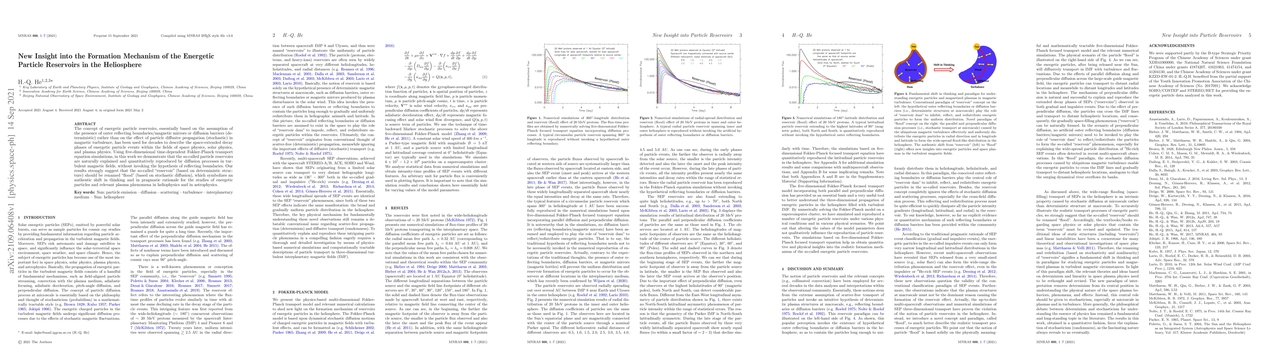 Thumbnail for New Insight into the Formation Mechanism of the Energetic Particle
  Reservoirs in the Heliosphere