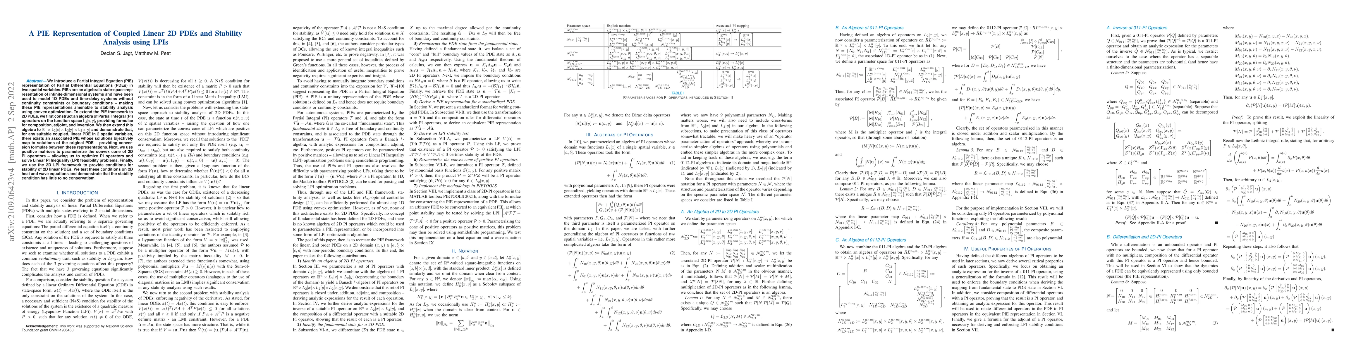 Thumbnail for A PIE Representation of Coupled Linear 2D PDEs and Stability Analysis
  using LPIs