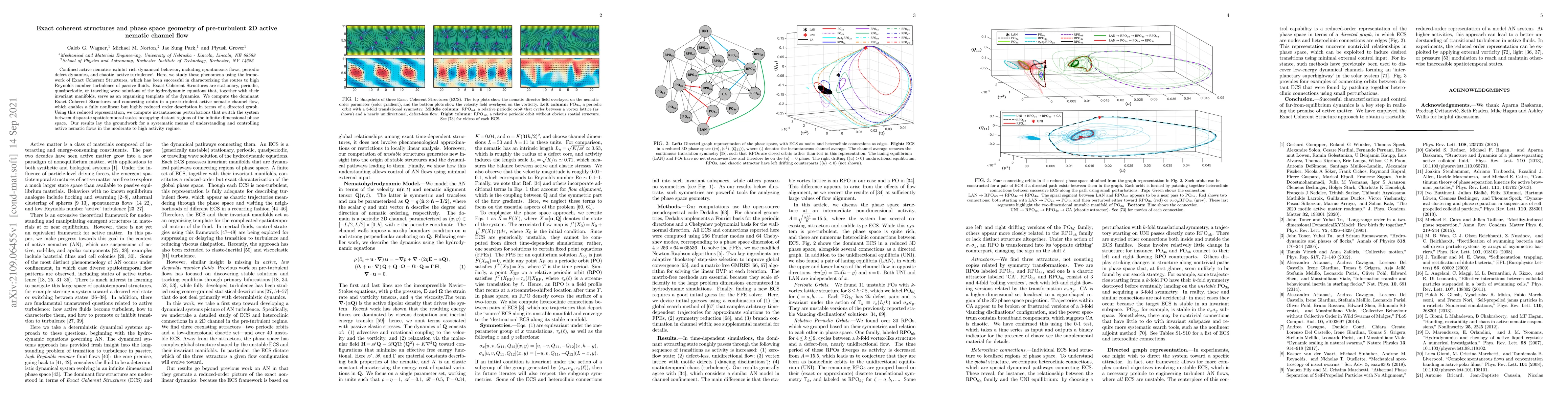 Thumbnail for Exact coherent structures and phase space geometry of pre-turbulent 2D
  active nematic channel flow