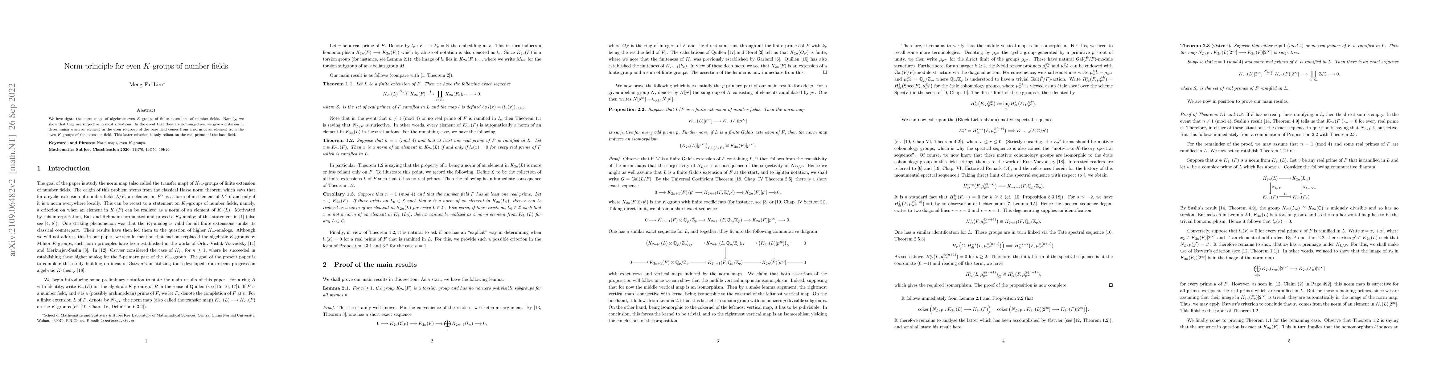 Thumbnail for Norm principle for even K-groups of number fields