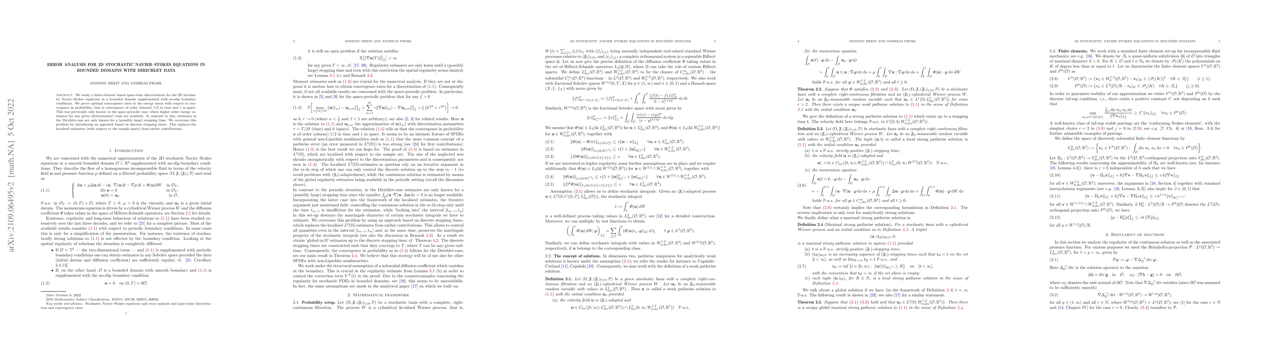 Thumbnail for Error analysis for 2D stochastic Navier--Stokes equations in bounded
  domains with Dirichlet data