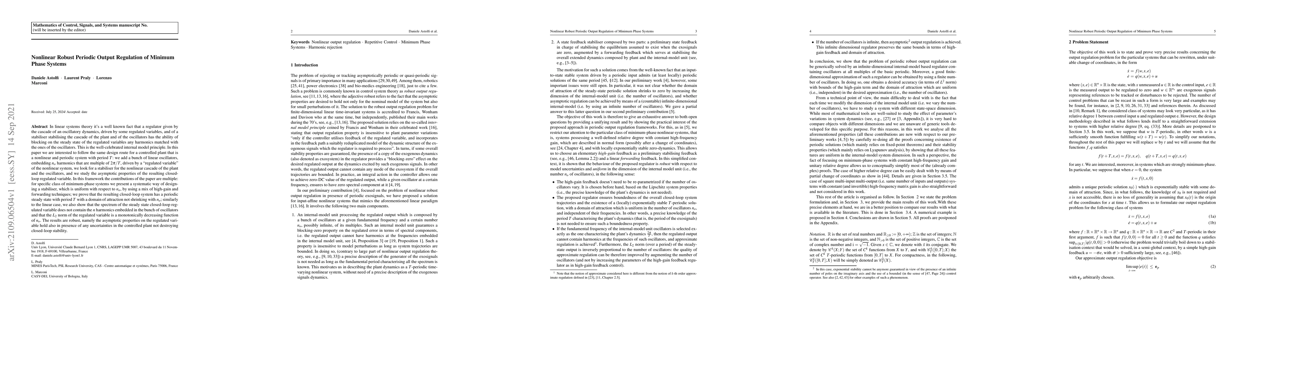 Thumbnail for Nonlinear Robust Periodic Output Regulation of Minimum Phase Systems