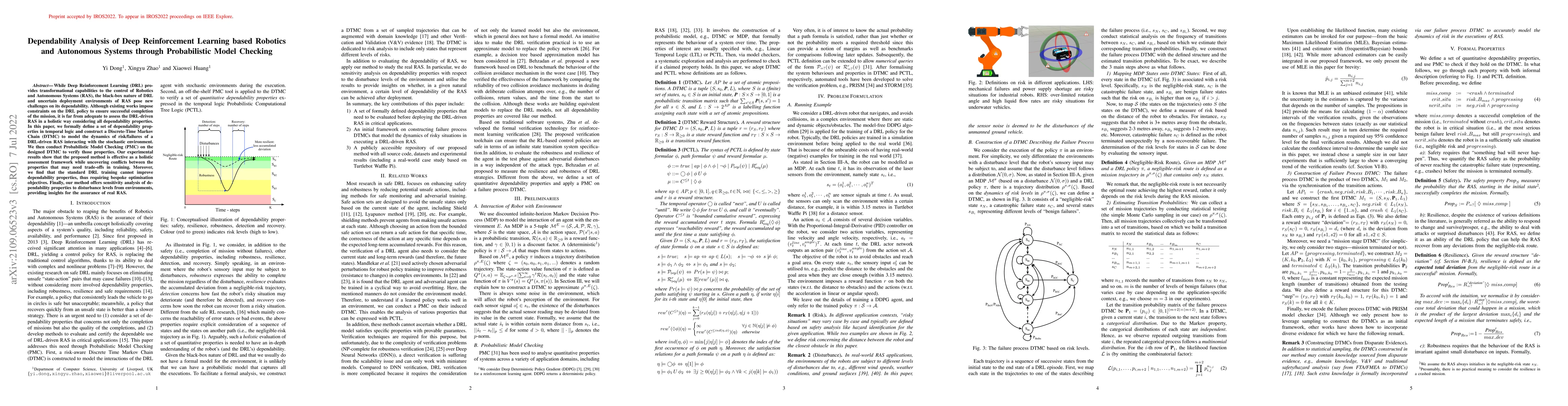 Thumbnail for Dependability Analysis of Deep Reinforcement Learning based Robotics and
  Autonomous Systems through Probabilistic Model Checking