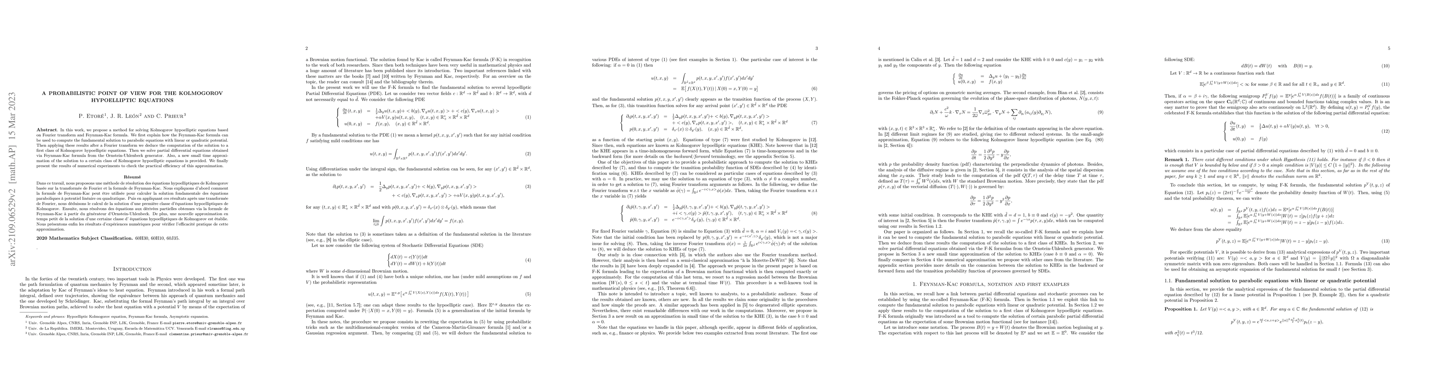 Thumbnail for A probabilistic point of view for the Kolmogorov hypoelliptic equations