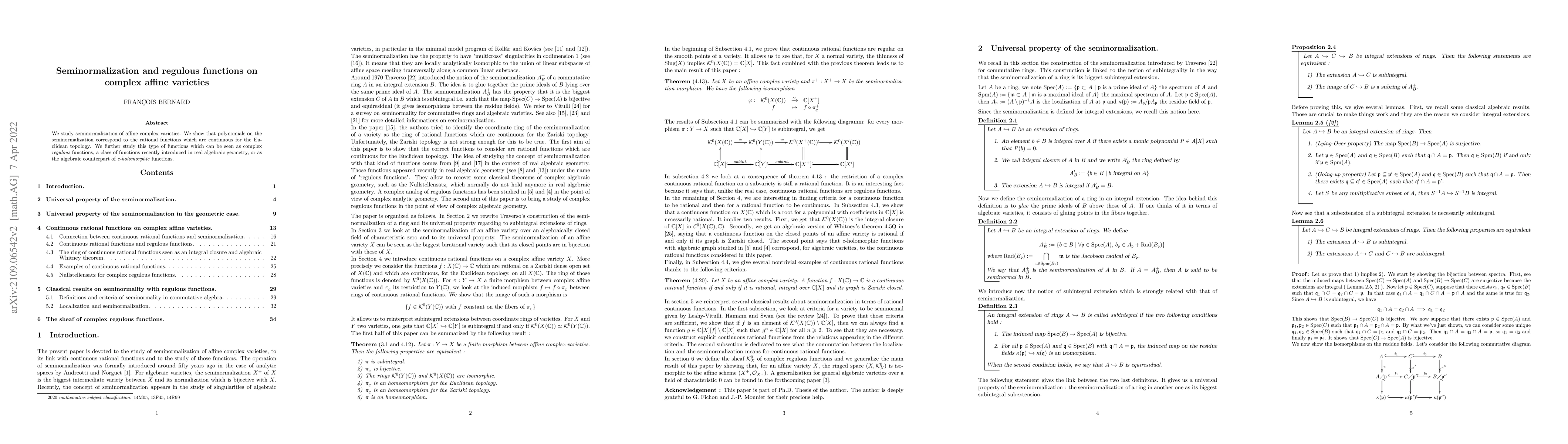 Thumbnail for Seminormalization and regulous functions on complex affine varieties