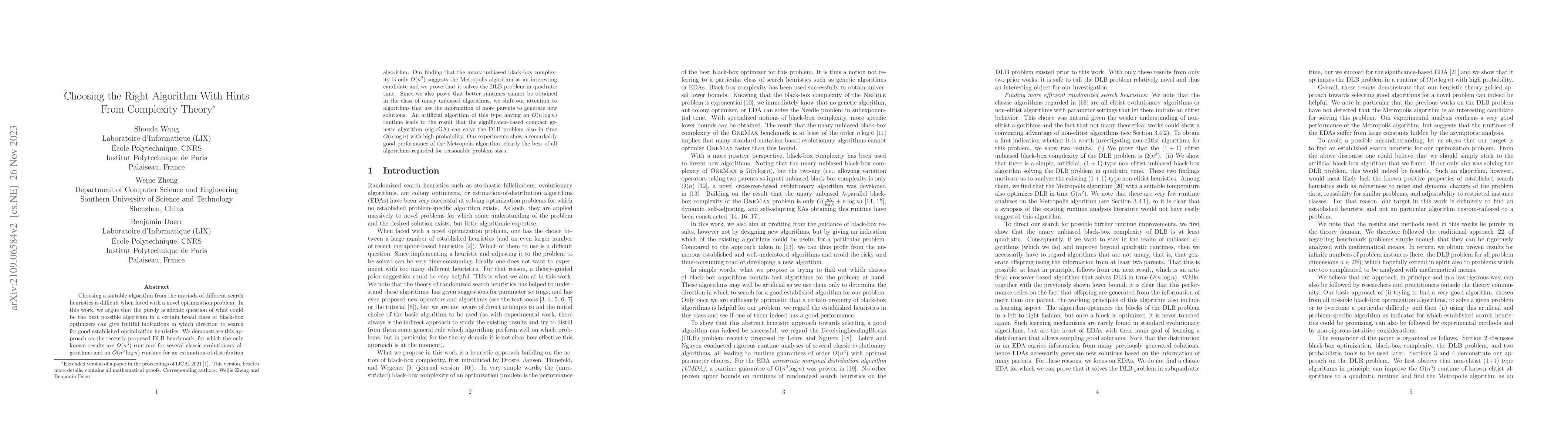 Thumbnail for Choosing the Right Algorithm With Hints From Complexity Theory