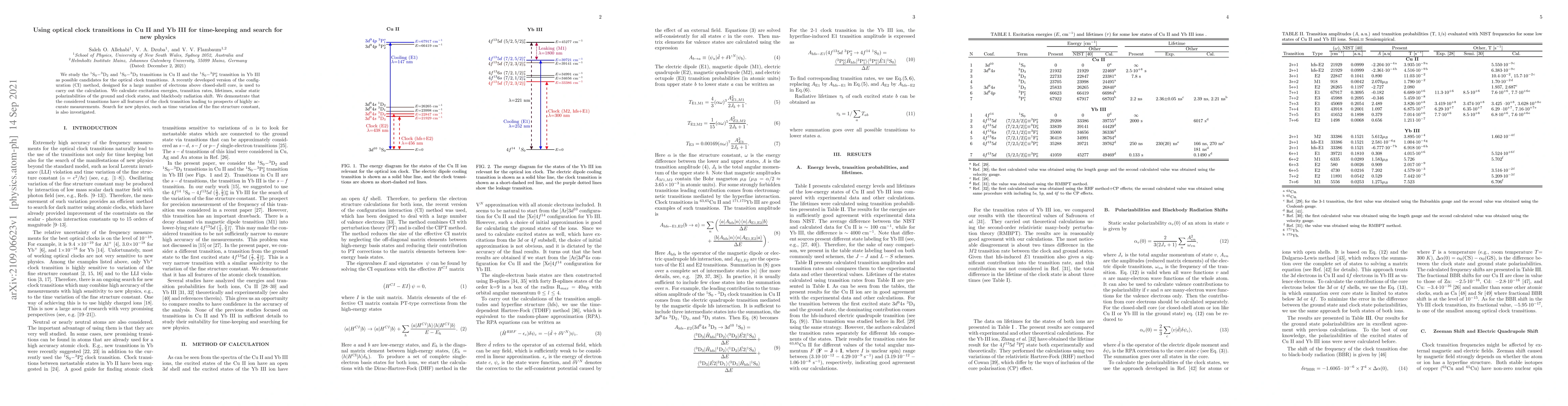 Thumbnail for Using optical clock transitions in Cu II and Yb III for time-keeping and
  search for new physics