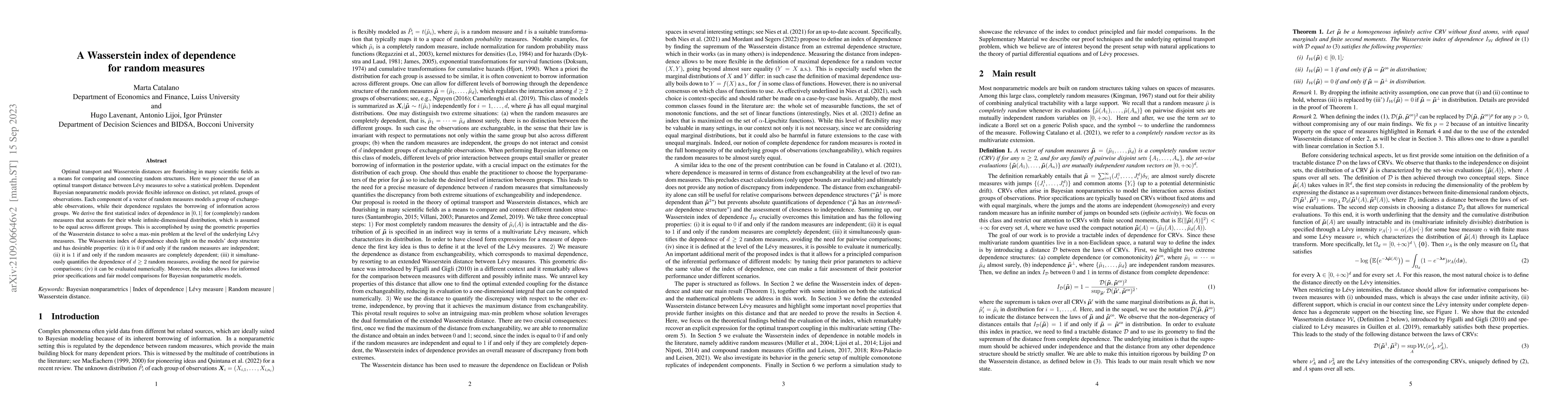 Thumbnail for A Wasserstein index of dependence for random measures