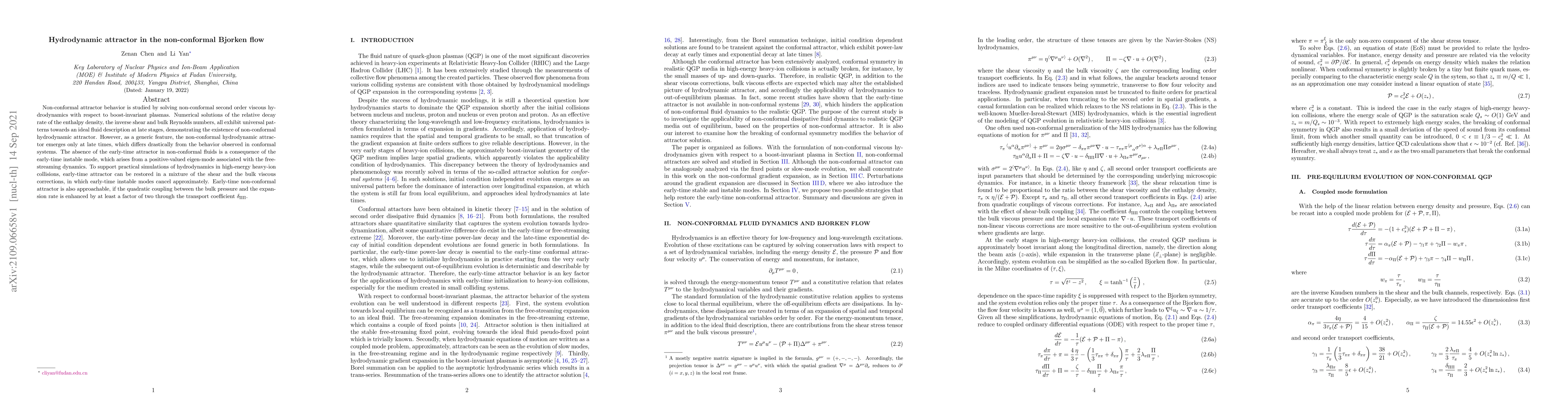 Thumbnail for Hydrodynamic attractor in the non-conformal Bjorken flow