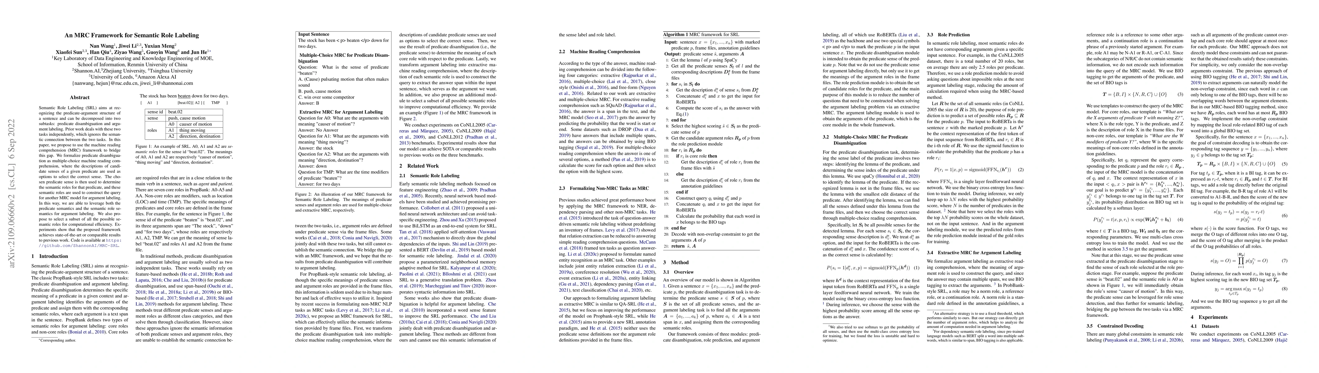 Thumbnail for An MRC Framework for Semantic Role Labeling