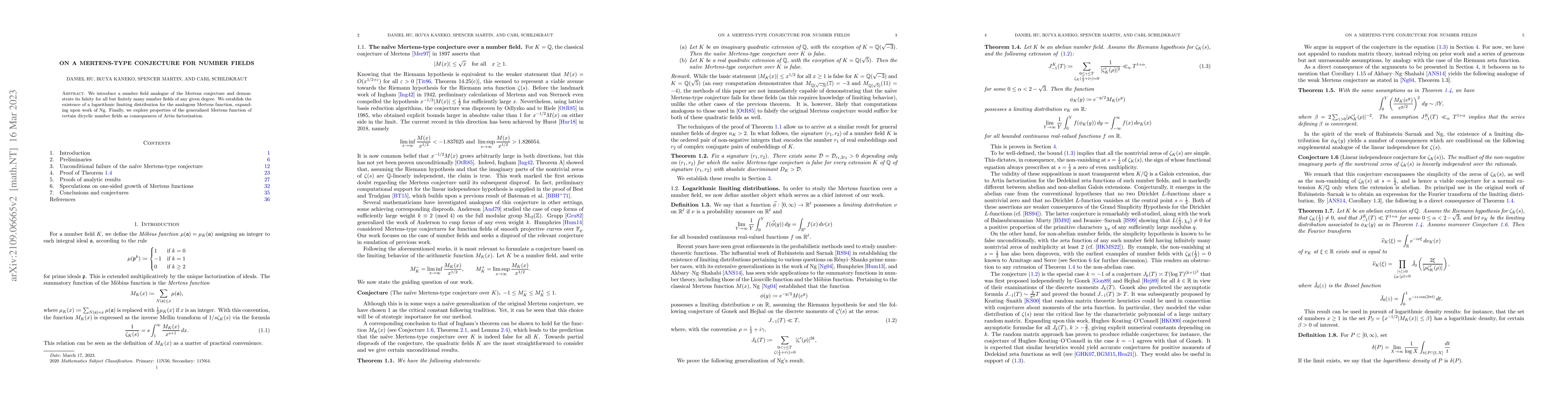 Thumbnail for On a Mertens-type conjecture for number fields