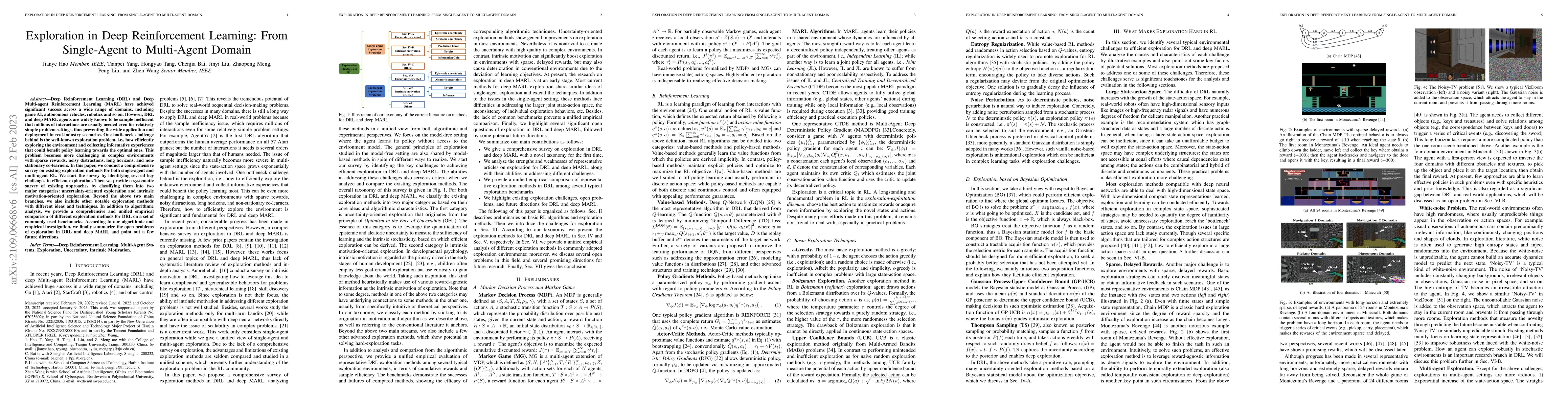 Thumbnail for Exploration in Deep Reinforcement Learning: From Single-Agent to
  Multiagent Domain