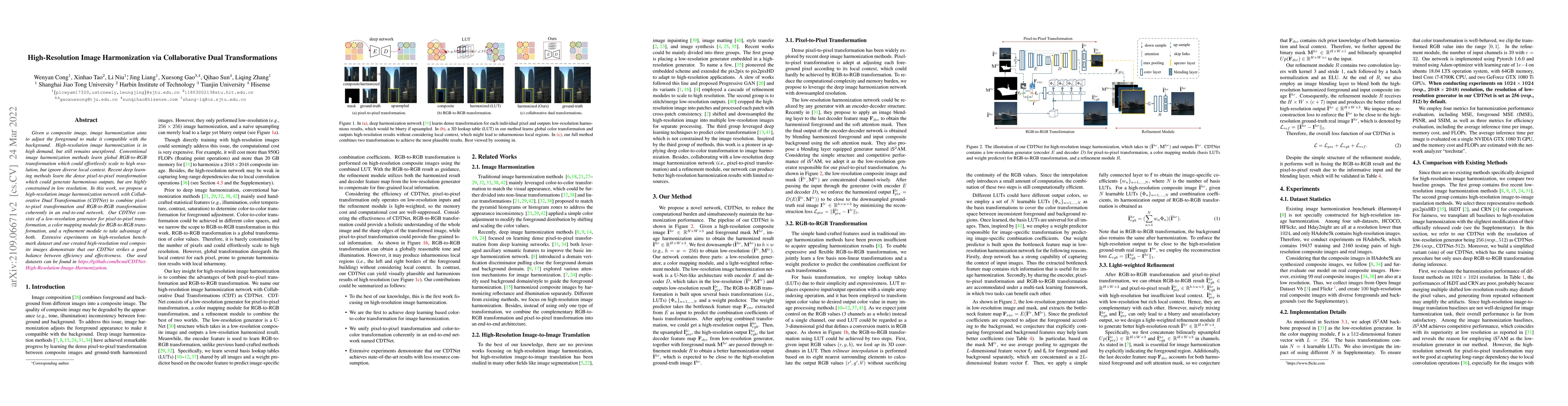 Thumbnail for High-Resolution Image Harmonization via Collaborative Dual
  Transformations