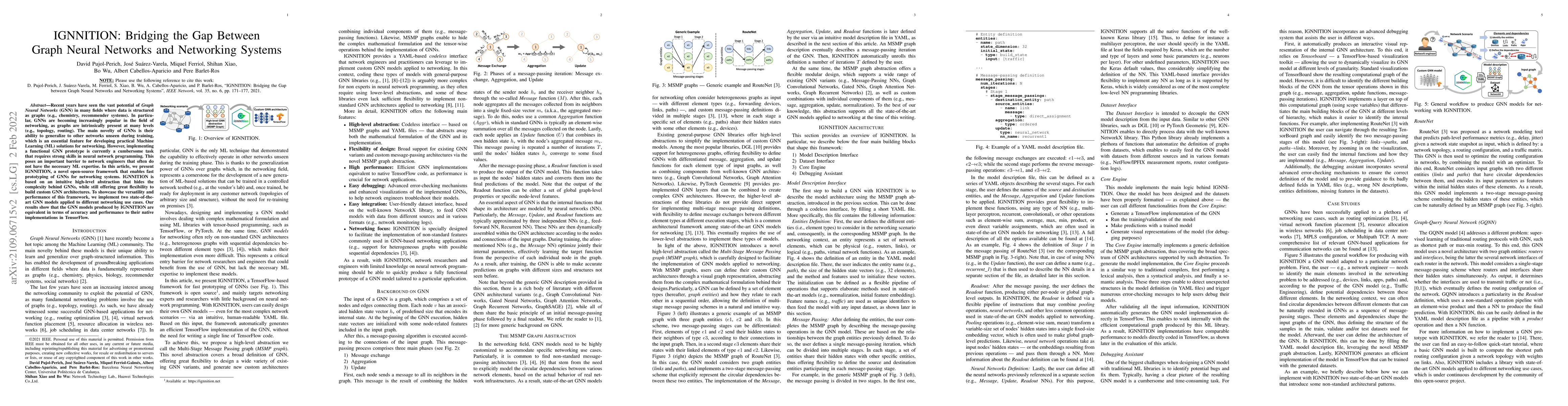 Thumbnail for IGNNITION: Bridging the Gap Between Graph Neural Networks and Networking
  Systems