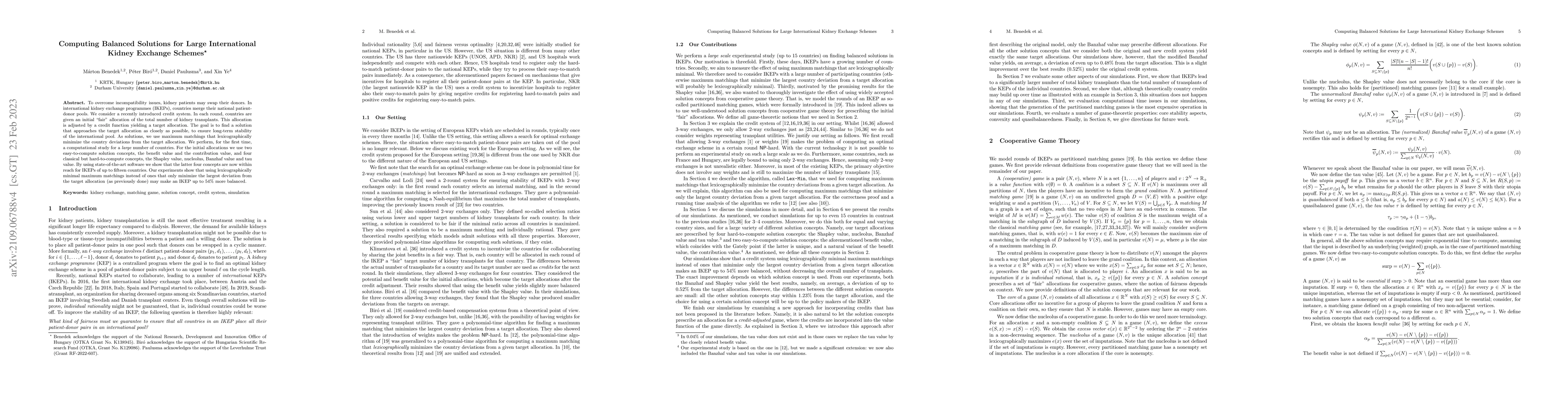 Thumbnail for Computing Balanced Solutions for Large International Kidney Exchange
  Schemes