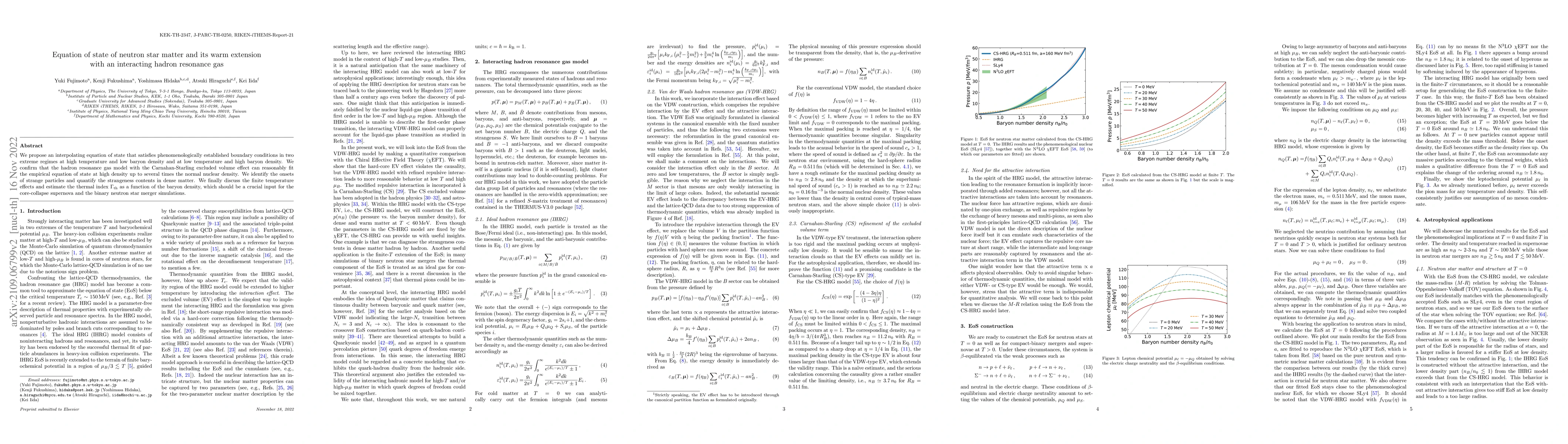 Thumbnail for Equation of state of neutron star matter and its warm extension with an
  interacting hadron resonance gas