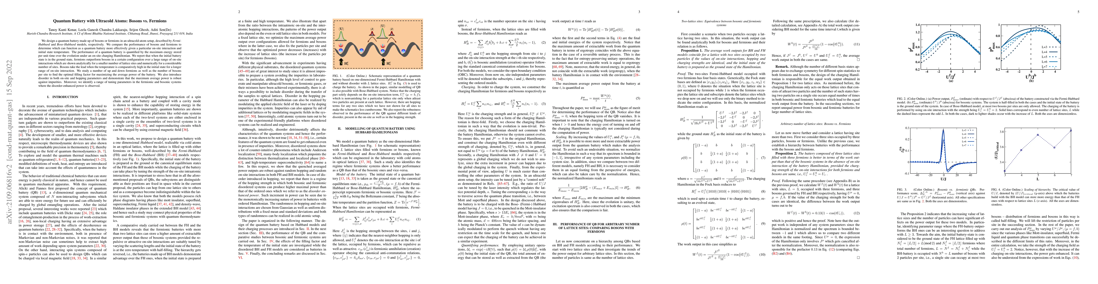 Thumbnail for Quantum Battery with Ultracold Atoms: Bosons vs. Fermions