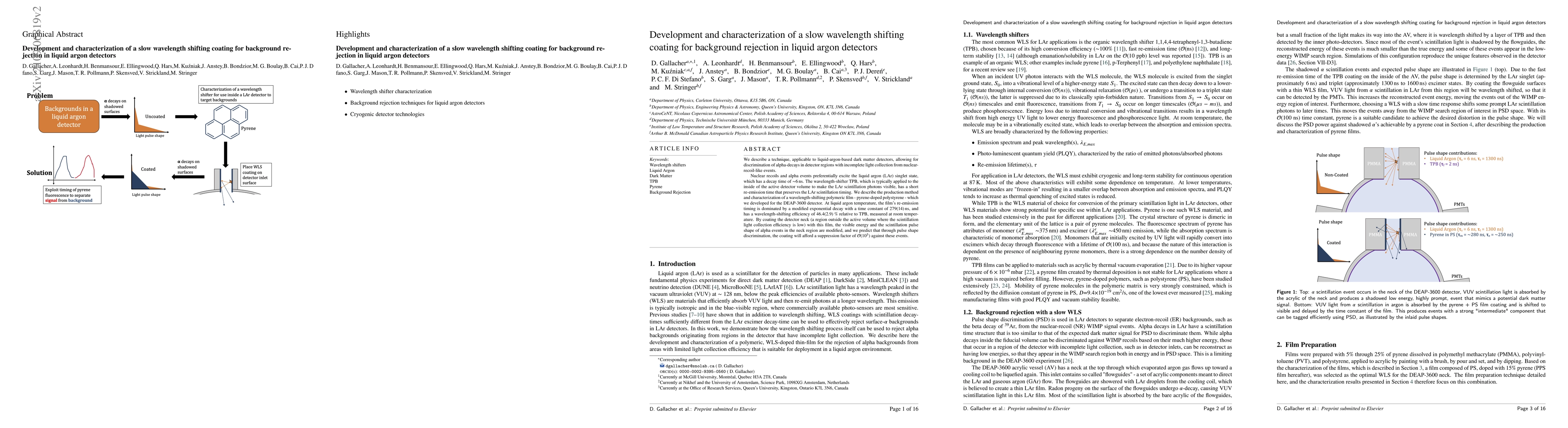 Thumbnail for Development and characterization of a slow wavelength shifting coating
  for background rejection in liquid argon detectors