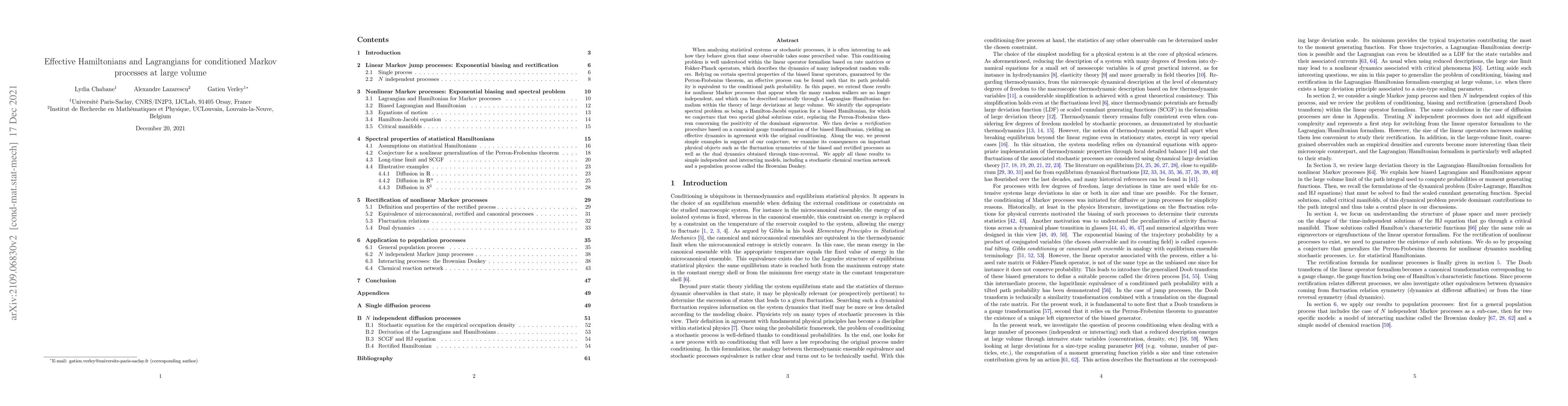 Thumbnail for Effective Hamiltonians and Lagrangians for conditioned Markov processes
  at large volume