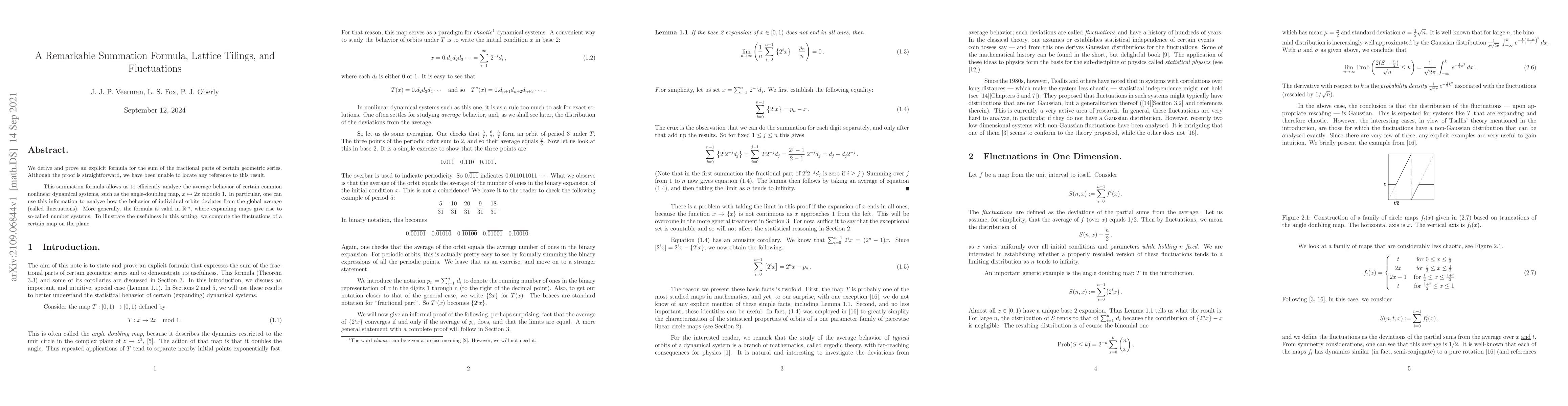 Thumbnail for A Remarkable Summation Formula, Lattice Tilings, and Fluctuations