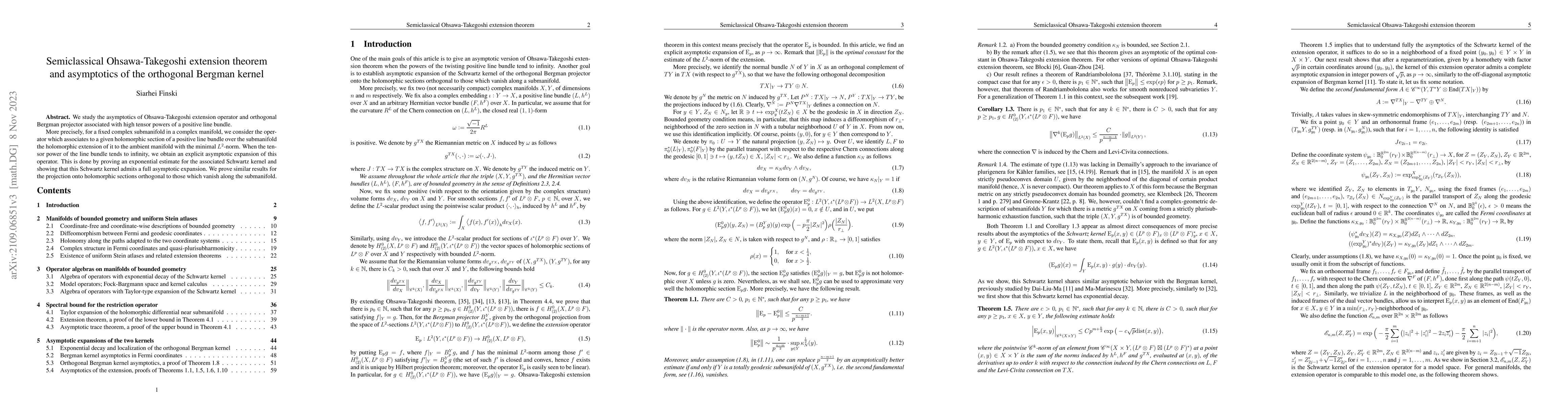 Thumbnail for Semiclassical Ohsawa-Takegoshi extension theorem and asymptotics of the
  orthogonal Bergman kernel
