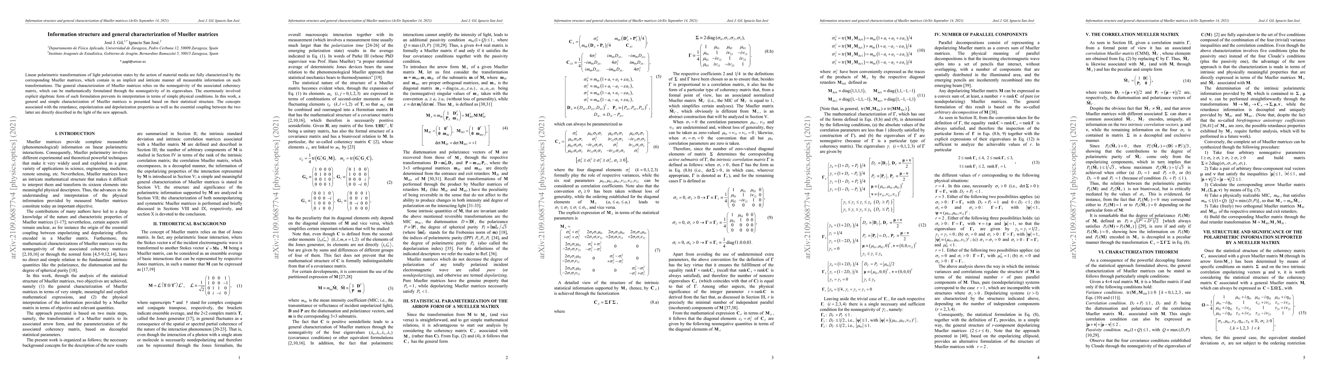 Thumbnail for Information structure and general characterization of Mueller matrices
