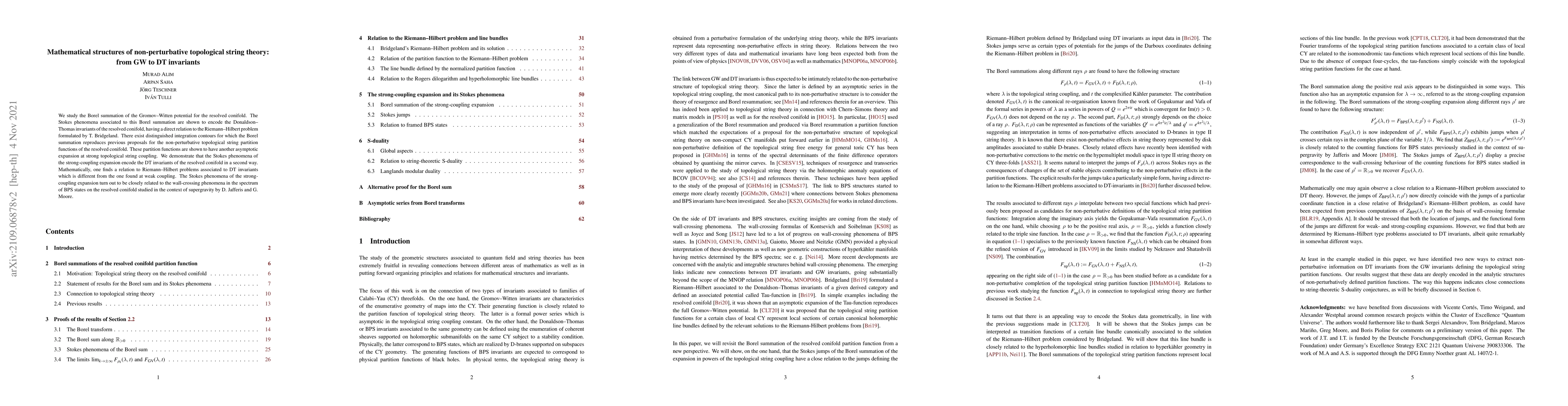 Thumbnail for Mathematical structures of non-perturbative topological string theory:
  from GW to DT invariants