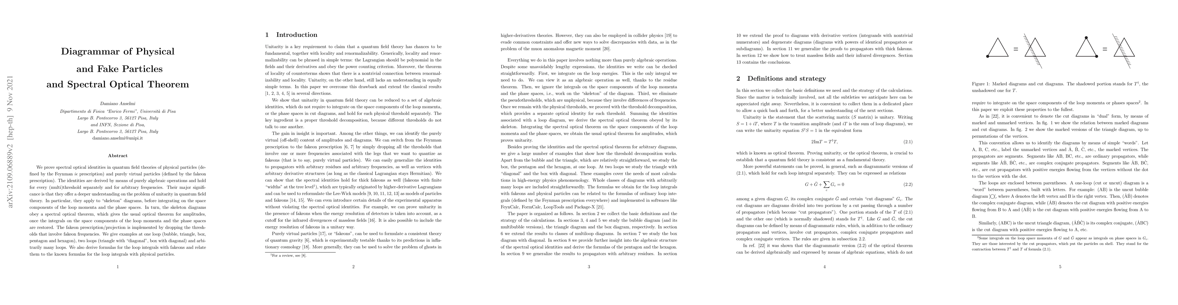 Thumbnail for Diagrammar of physical and fake particles and spectral optical theorem