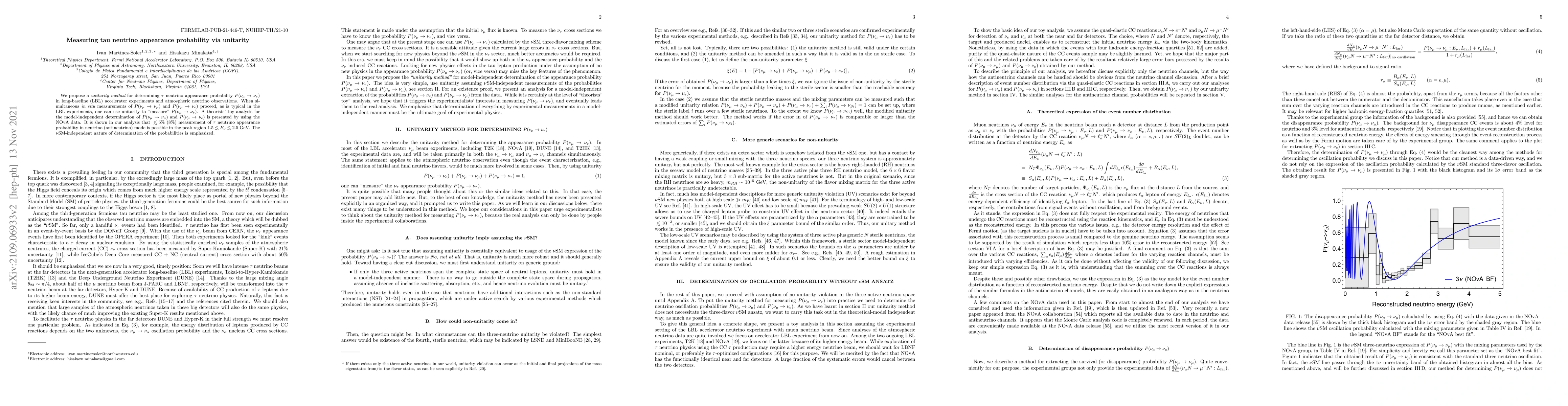 Thumbnail for Measuring tau neutrino appearance probability via unitarity