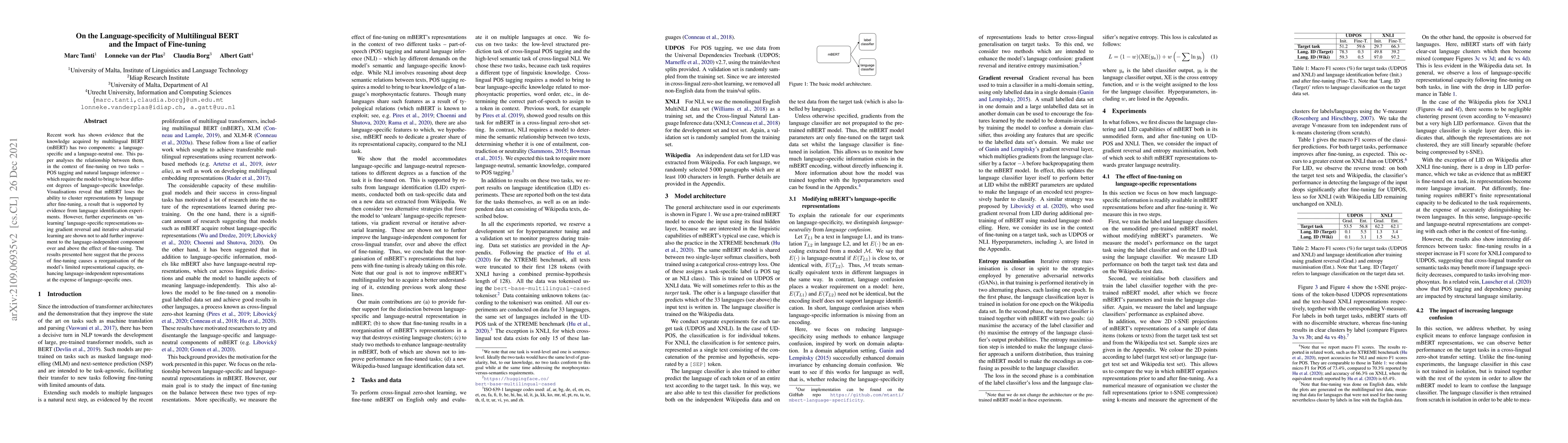 Thumbnail for On the Language-specificity of Multilingual BERT and the Impact of
  Fine-tuning