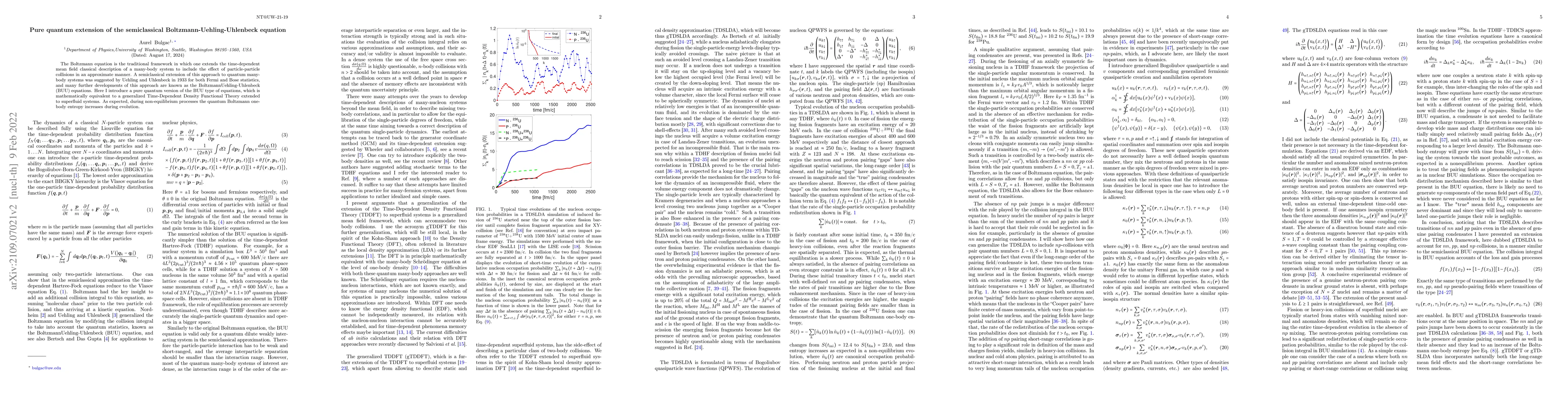 Thumbnail for Pure quantum extension of the semiclassical Boltzmann-Uehling-Uhlenbeck
  equation